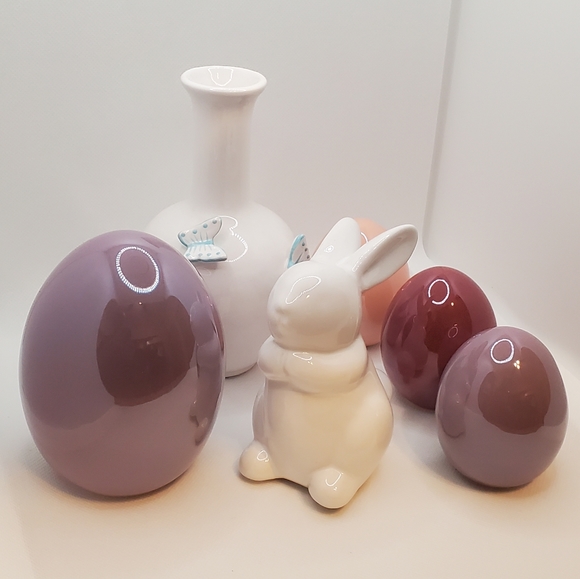 Unbranded Other - Bunny & Eggs Porcelain Table Decor, 6 Piece Set /Bundle. Super Cute & Si…
